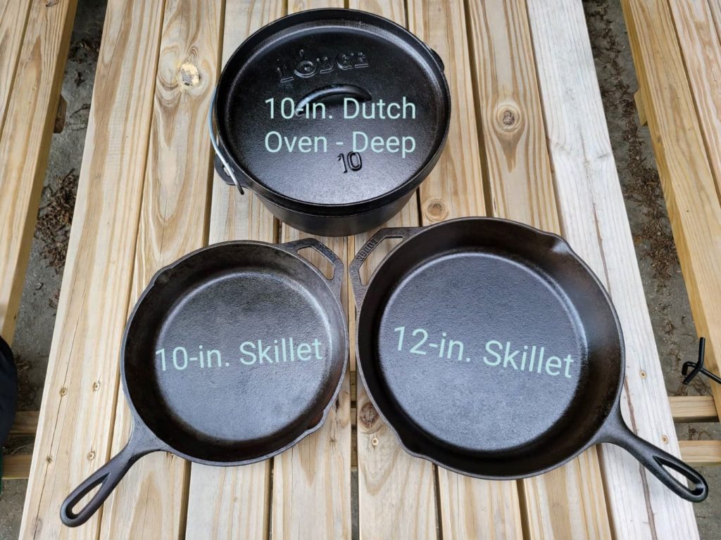 Skillet and dutch oven size comparisons