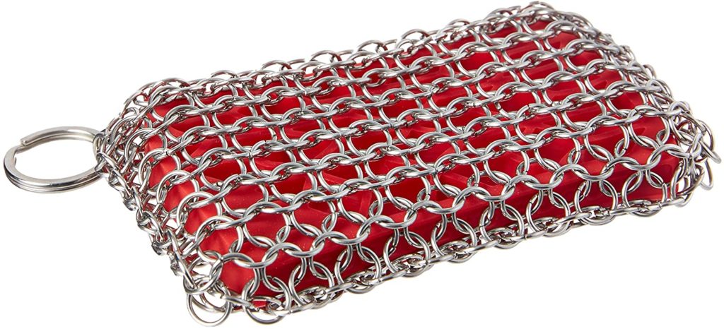 chainmail scrubber for cleaning cast iron