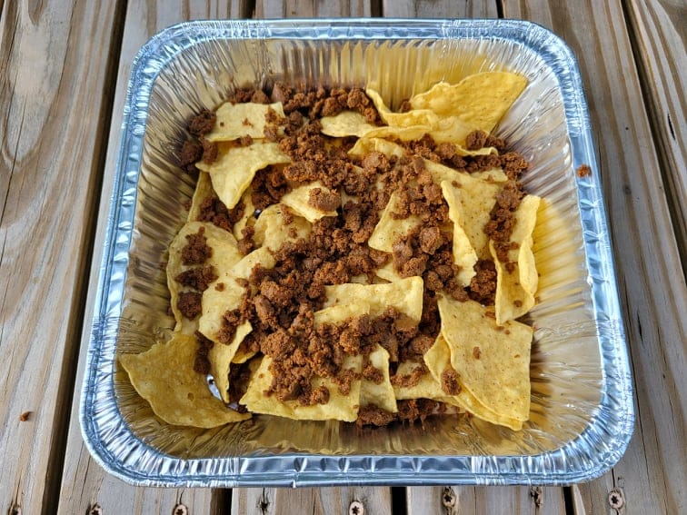Tortilla chips and taco meat