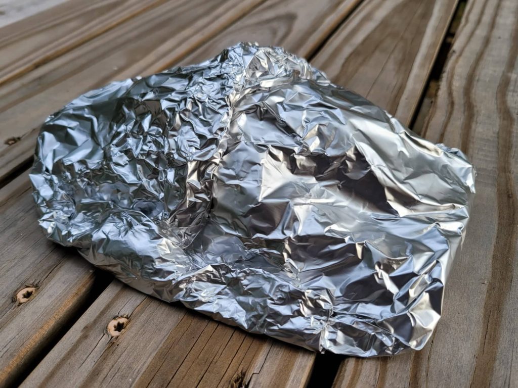 Fully wrapped chicken fajita foil packet