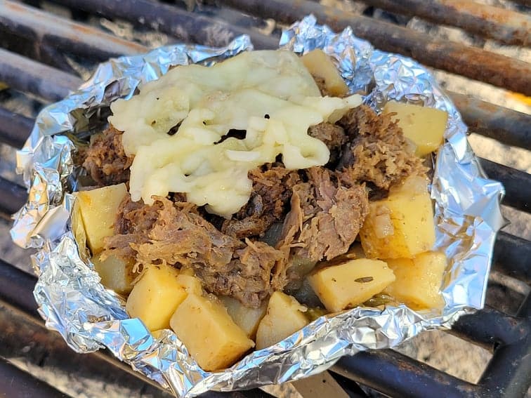 Cooked Philly cheesesteak foil packets 