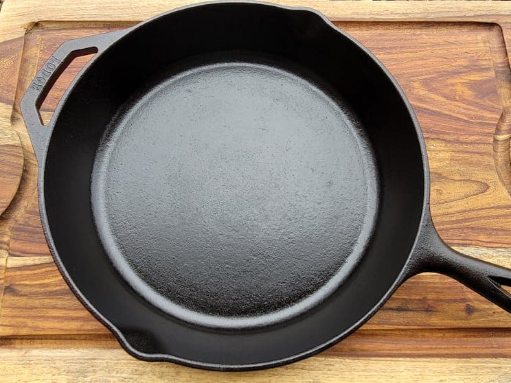 a well-seasoned cast iron pan