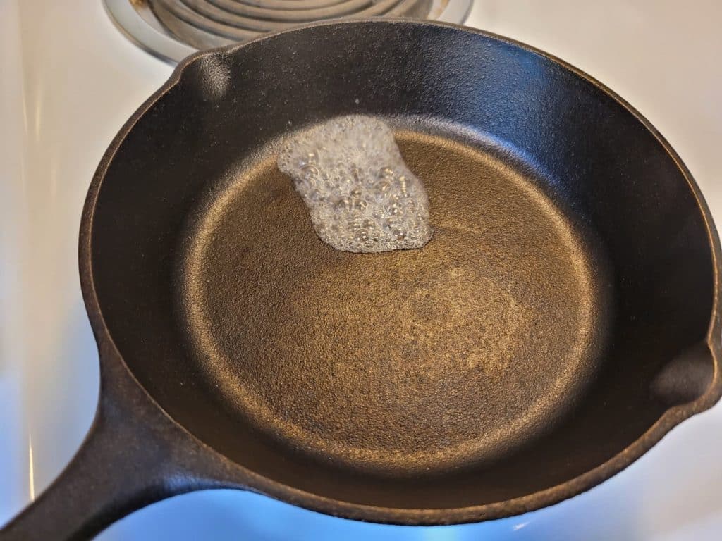 water sizzling on a hot pan