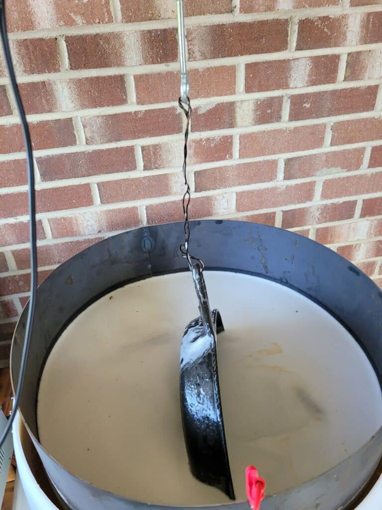A suspended cast iron skillet in my E-tank