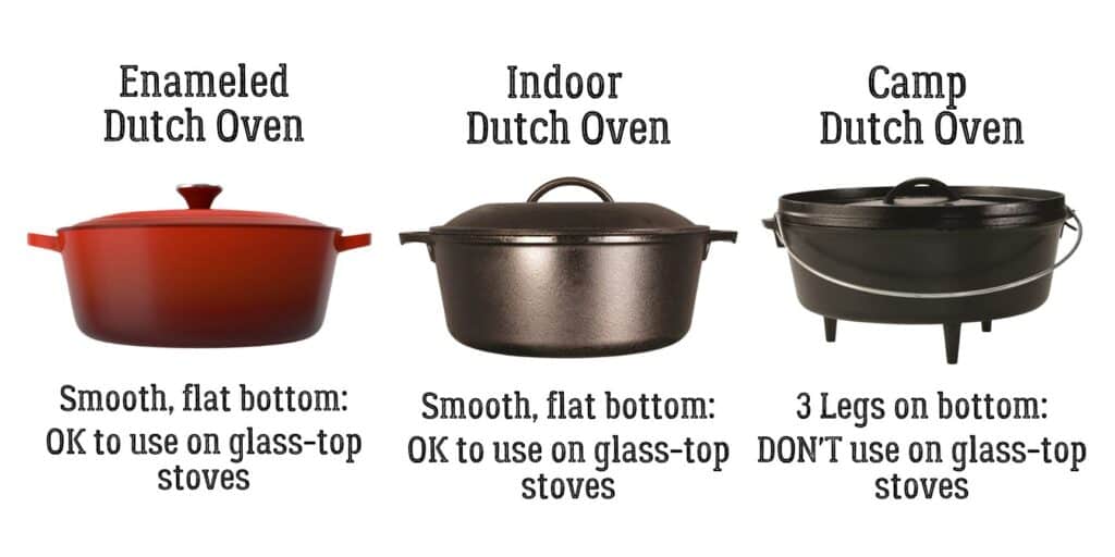 Which dutch ovens are okay to use on glass top stoves (enamel, indoor, but not camp dutch oven)